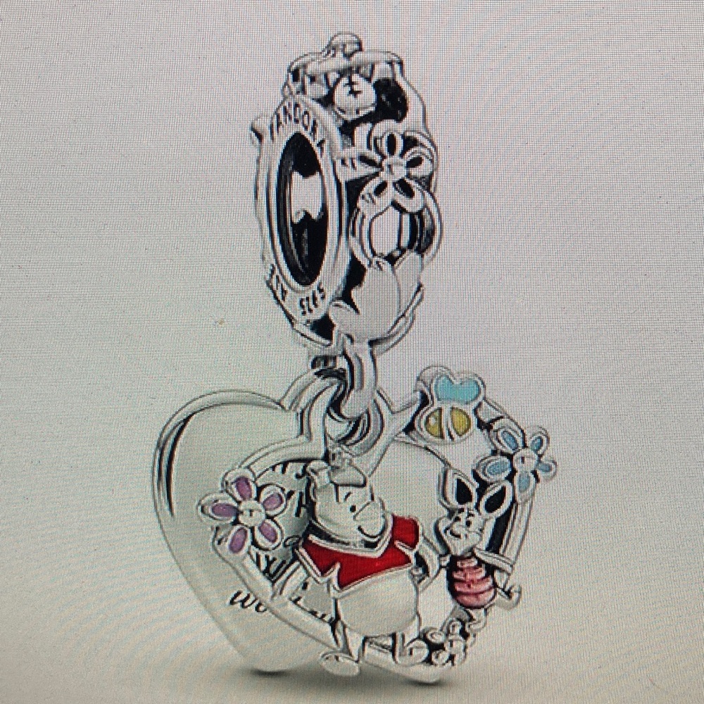 Pandora Silver Heart Charm with Winnie the Pooh
